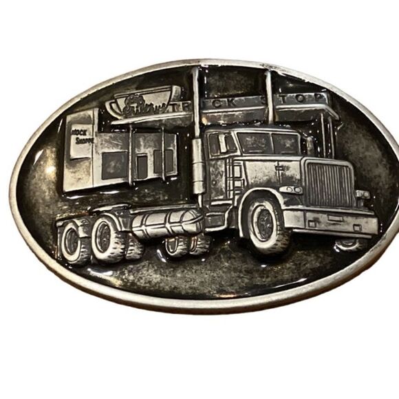 Trucker Belt Buckle Truck Stop Driver Metal Big Rig - Picture 1 of 9